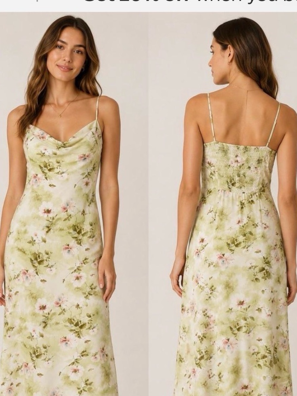 Abercrombie & Fitch Floral Maxi Slip Dress in Sage Green and Pink L